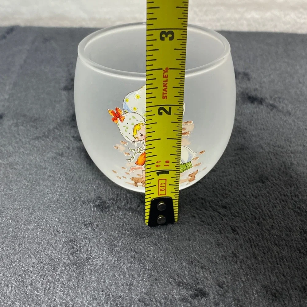 VTG Holly Hobbie‎ or Strawberry Shortcake Frosted Glass Candle Votive Holder